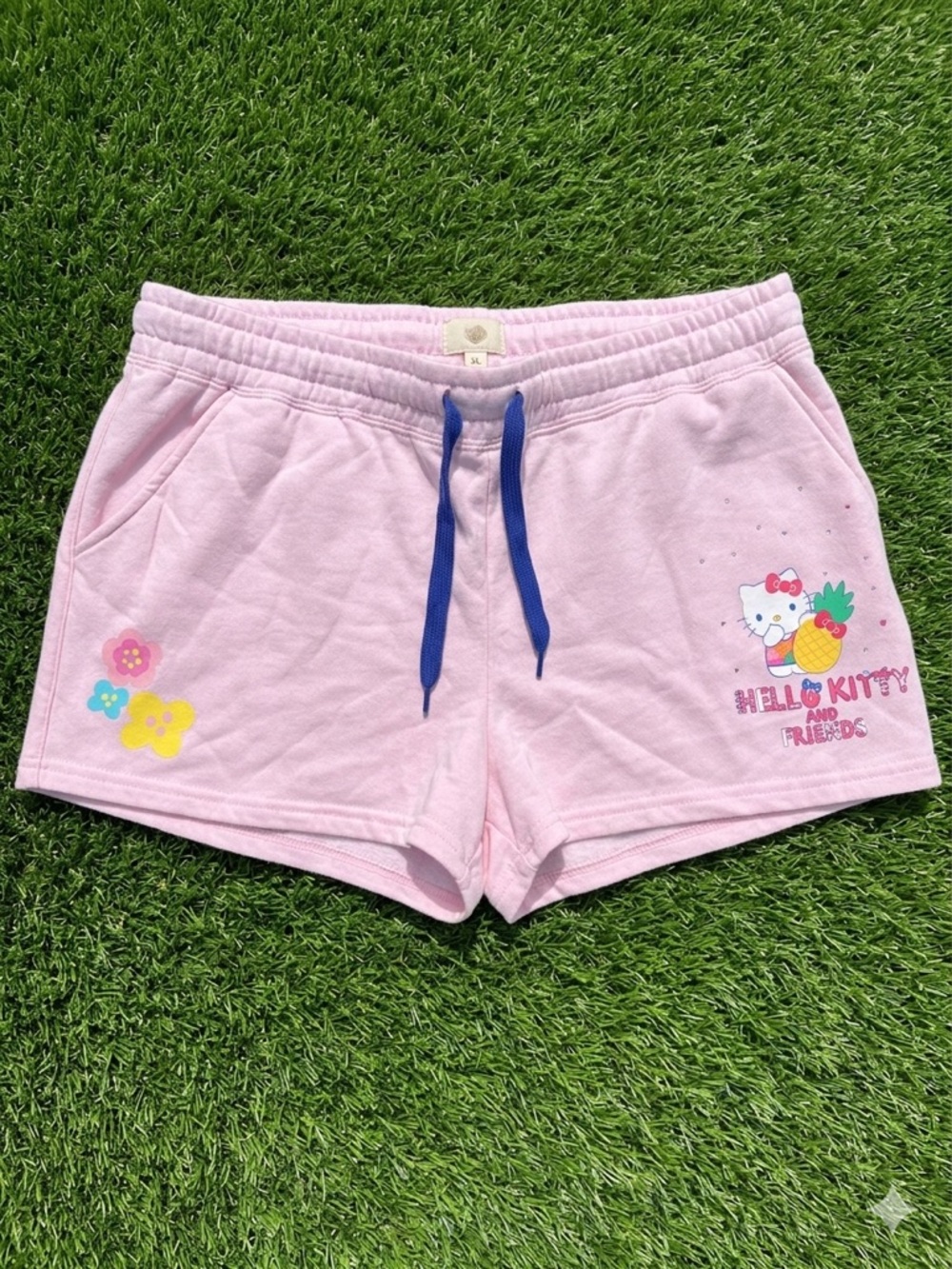 Hello Kitty Light Pink Shorts with Blue Drawstring